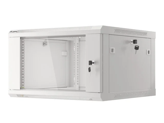 19" RACKOVÁ SKŘÍŇ PRO MONTÁŽ NA STĚNU 6U/600X600 (FLAT PACK) S PROSKLENÝMI DVEŘMI ŠEDÁ  V2