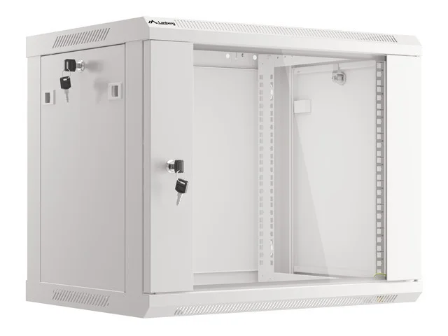 19" RACKOVÁ SKŘÍŇ PRO MONTÁŽ NA STĚNU 9U/600X450 (FLAT PACK) S PROSKLENÝMI DVEŘMI ŠEDÁ  V2