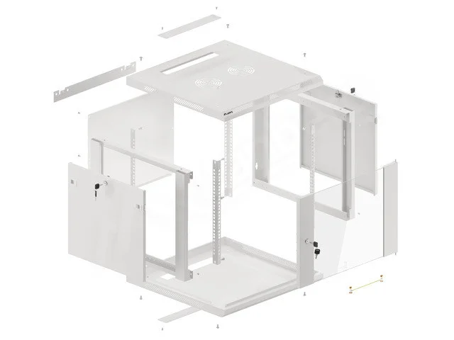 RACKOVÁ SKŘÍŇ 19" PRO MONTÁŽ NA STĚNU 9U/600X600 (FLAT PACK) V2 ŠEDÁ