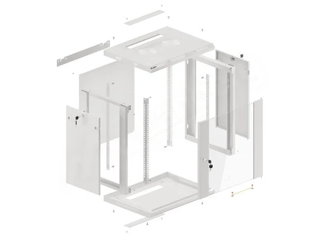 19" RACKOVÁ SKŘÍŇ 12U/600X450 (FLAT PACK) ŠEDÁ  V2