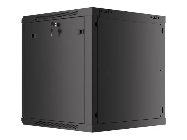 19" RACKOVÁ SKŘÍŇ PRO MONTÁŽ NA STĚNU 12U/600X600 (FLAT PACK) S PROSKLENÝMI DVEŘMI ČERNÁ  V2