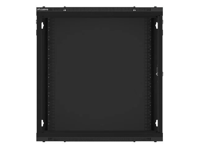 19" RACKOVÁ SKŘÍŇ PRO MONTÁŽ NA STĚNU 12U/600X600 (FLAT PACK) S PROSKLENÝMI DVEŘMI ČERNÁ  V2