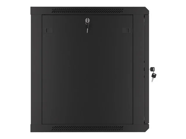 19" RACKOVÁ SKŘÍŇ PRO MONTÁŽ NA STĚNU 12U/600X600 (FLAT PACK) S PROSKLENÝMI DVEŘMI ČERNÁ  V2