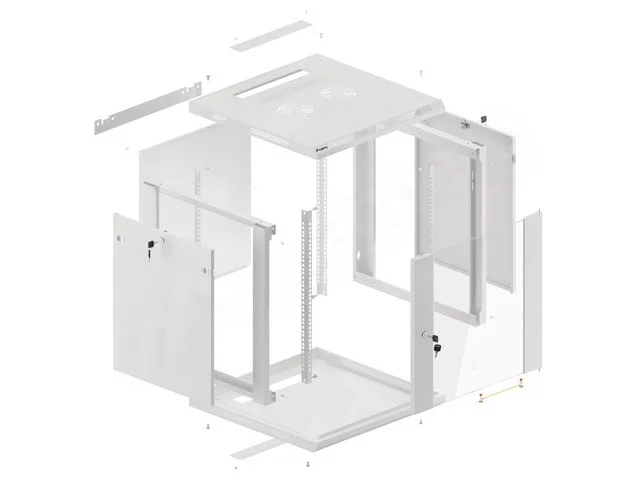 19" RACKOVÁ SKŘÍŇ 12U/600X600 (FLAT PACK) V2 ŠEDÁ