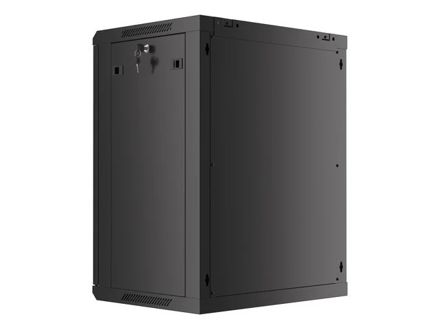 19" RACKOVÁ SKŘÍŇ PRO MONTÁŽ NA STĚNU 15U/600X450 (FLAT PACK) S PROSKLENÝMI DVEŘMI ČERNÁ  V2