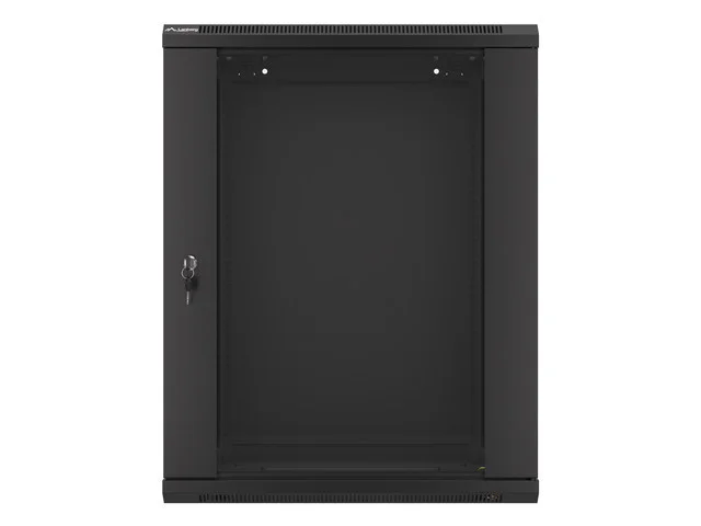 19" RACKOVÁ SKŘÍŇ PRO MONTÁŽ NA STĚNU 15U/600X450 (FLAT PACK) S PROSKLENÝMI DVEŘMI ČERNÁ  V2