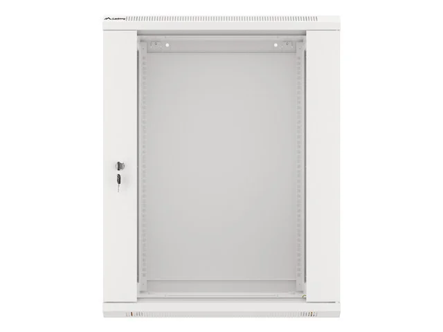 19" RACKOVÁ SKŘÍŇ PRO MONTÁŽ NA STĚNU 15U/600X450 (FLAT PACK) S PROSKLENÝMI DVEŘMI ŠEDÁ  V2