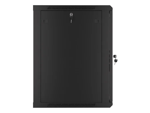 19" RACKOVÁ SKŘÍŇ PRO MONTÁŽ NA STĚNU 15U/600X600 (FLAT PACK) S PROSKLENÝMI DVEŘMI ČERNÁ  V2