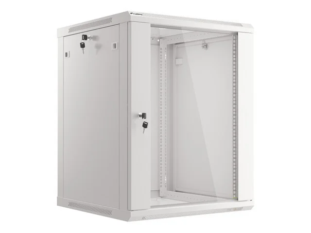 19" RACKOVÁ SKŘÍŇ PRO MONTÁŽ NA STĚNU 15U/600X600 (FLAT PACK) S PROSKLENÝMI DVEŘMI ŠEDÁ  V2
