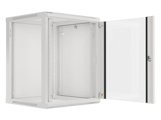 19" RACKOVÁ SKŘÍŇ PRO MONTÁŽ NA STĚNU 15U/600X600 (FLAT PACK) S PROSKLENÝMI DVEŘMI ŠEDÁ  V2