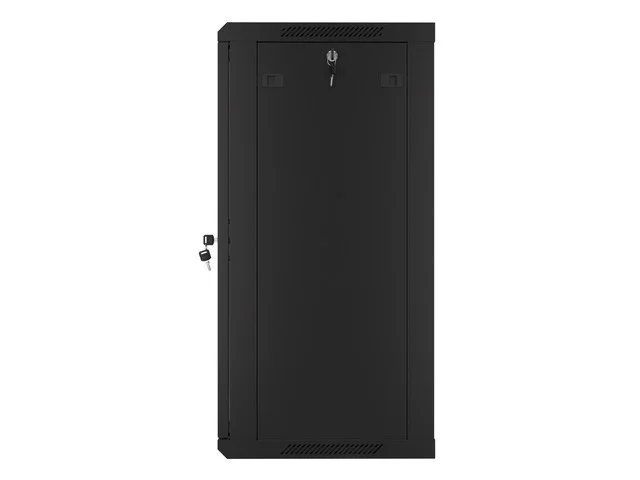 19" RACKOVÁ SKŘÍŇ PRO MONTÁŽ NA STĚNU 18U/600X450 (FLAT PACK) S PROSKLENÝMI DVEŘMI ČERNÁ  V2