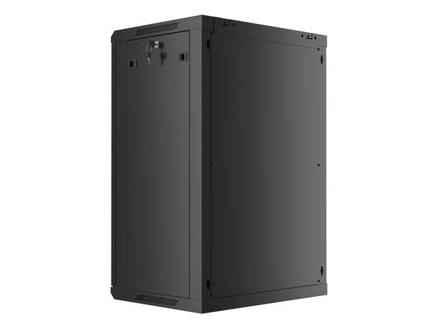 19" RACKOVÁ SKŘÍŇ PRO MONTÁŽ NA STĚNU 18U/600X450 (FLAT PACK) S PROSKLENÝMI DVEŘMI ČERNÁ  V2