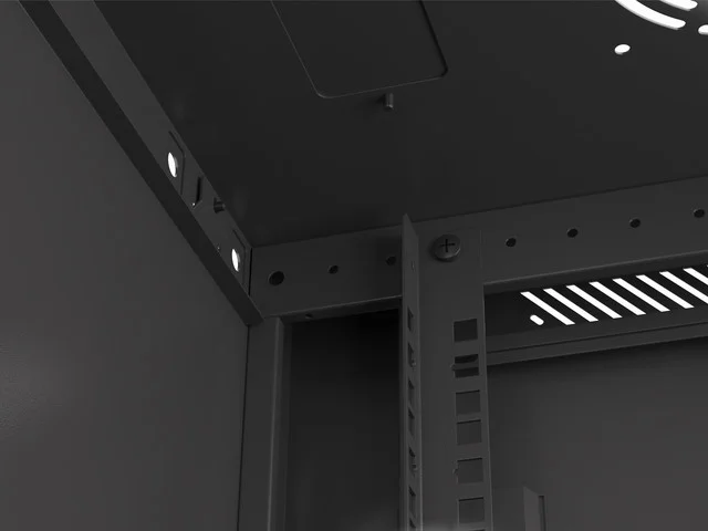 19" RACKOVÁ SKŘÍŇ PRO MONTÁŽ NA STĚNU 18U/600X450 (FLAT PACK) S PROSKLENÝMI DVEŘMI ČERNÁ  V2