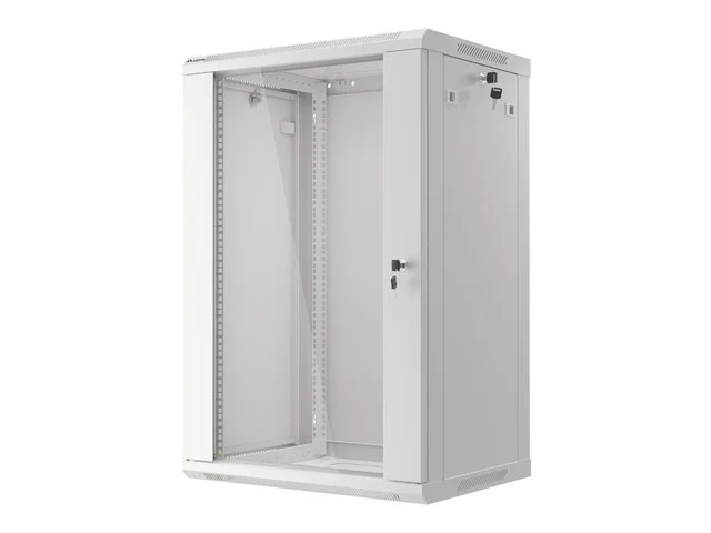 19" RACKOVÁ SKŘÍŇ PRO MONTÁŽ NA STĚNU 18U/600X450 (FLAT PACK) ŠEDÁ  V2