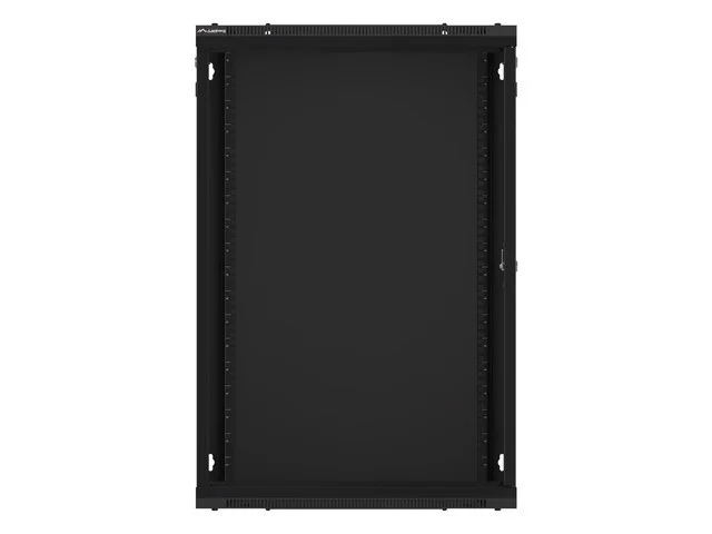 19" RACKOVÁ SKŘÍŇ PRO MONTÁŽ NA STĚNU 18U/600X600 (PLOCHÉ BALENÍ) S PROSKLENÝMI DVEŘMI ČERNÁ  V2