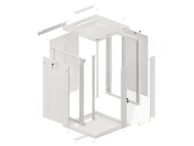19" RACKOVÁ SKŘÍŇ PRO MONTÁŽ NA STĚNU 18U/600X600 (FLAT PACK) ŠEDÁ  V2