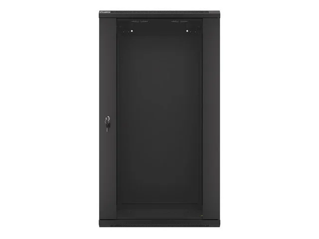 19" RACKOVÁ SKŘÍŇ PRO MONTÁŽ NA STĚNU 22U/600X450 (FLAT PACK) S PROSKLENÝMI DVEŘMI ČERNÁ  V2