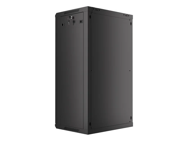 19" RACKOVÁ SKŘÍŇ PRO MONTÁŽ NA STĚNU 22U/600X450 (FLAT PACK) S PROSKLENÝMI DVEŘMI ČERNÁ  V2
