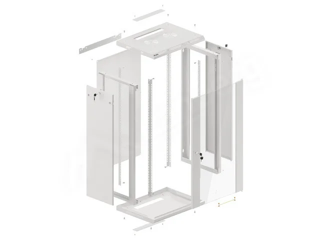 19" RACKOVÁ SKŘÍŇ PRO MONTÁŽ NA STĚNU 22U/600X450 (FLAT PACK) ŠEDÁ  V2