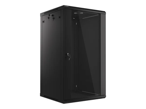 19" RACKOVÁ SKŘÍŇ PRO MONTÁŽ NA STĚNU 22U/600X600 (FLAT PACK) ČERNÁ  V2