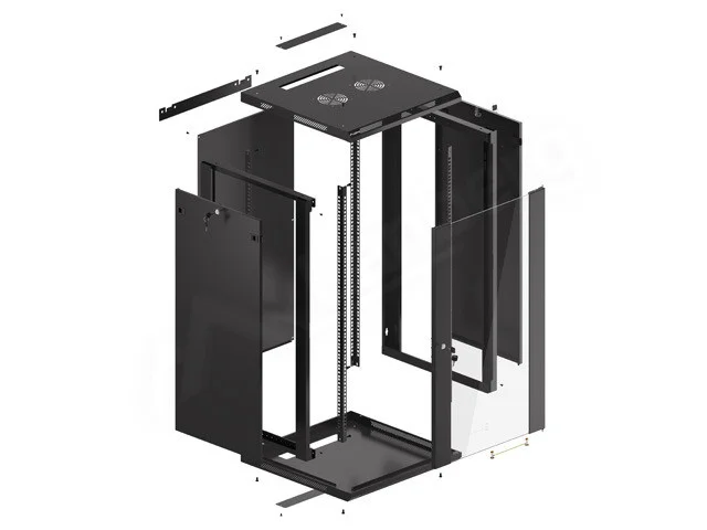 19" RACKOVÁ SKŘÍŇ PRO MONTÁŽ NA STĚNU 22U/600X600 (FLAT PACK) ČERNÁ  V2