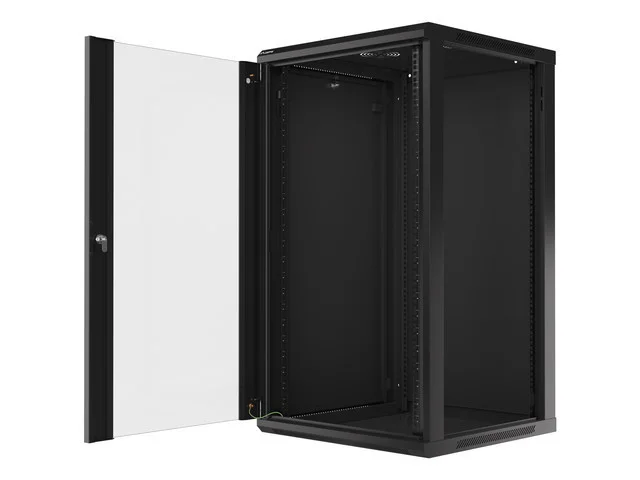 19" RACKOVÁ SKŘÍŇ PRO MONTÁŽ NA STĚNU 22U/600X600 (FLAT PACK) ČERNÁ  V2