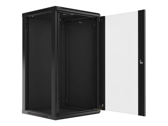 19" RACKOVÁ SKŘÍŇ PRO MONTÁŽ NA STĚNU 22U/600X600 (FLAT PACK) ČERNÁ  V2