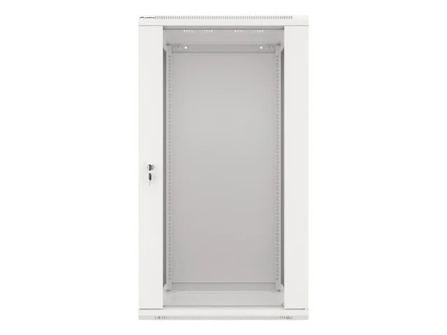 19" RACKOVÁ SKŘÍŇ PRO MONTÁŽ NA STĚNU 22U/600X600 (FLAT PACK) S PROSKLENÝMI DVEŘMI ŠEDÁ  V2