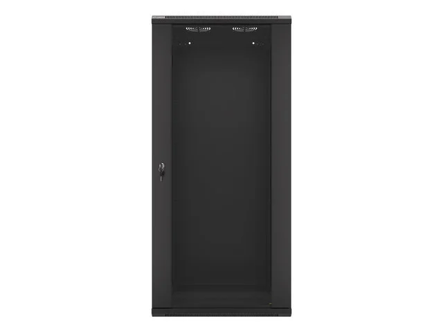RACKOVÁ SKŘÍŇ 19" NÁSTĚNNÁ 27U/600X450 (FLAT PACK) S PROSKLENÝMI DVEŘMI ČERNÁ  V2