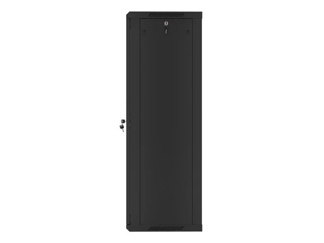 RACKOVÁ SKŘÍŇ 19" NÁSTĚNNÁ 27U/600X450 (FLAT PACK) S PROSKLENÝMI DVEŘMI ČERNÁ  V2