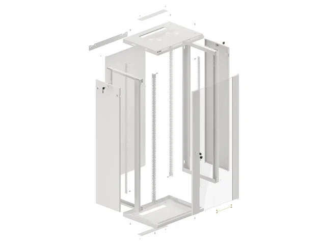 RACKOVÁ SKŘÍŇ 19" NÁSTĚNNÁ 27U/600X450 (FLAT PACK) ŠEDÁ  V2