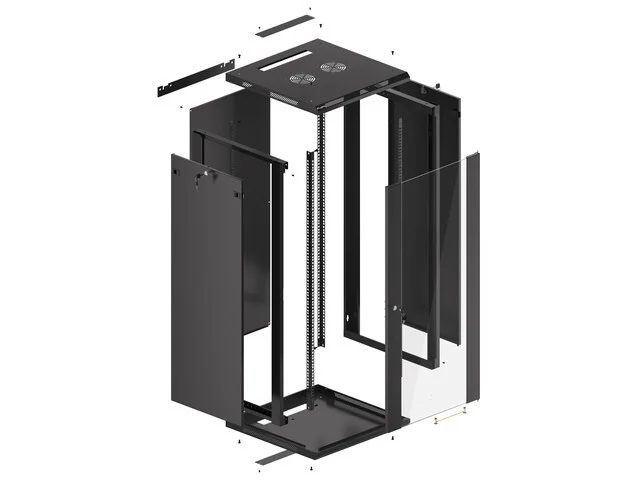 19" RACKOVÁ SKŘÍŇ PRO MONTÁŽ NA STĚNU 27U/600X600 (FLAT PACK) ČERNÁ  V2