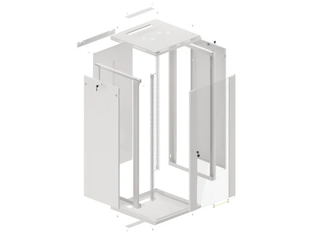 RACKOVÁ SKŘÍŇ 19" NÁSTĚNNÁ 27U/600X600 (FLAT PACK) S PROSKLENÝMI DVEŘMI ŠEDÁ  V2