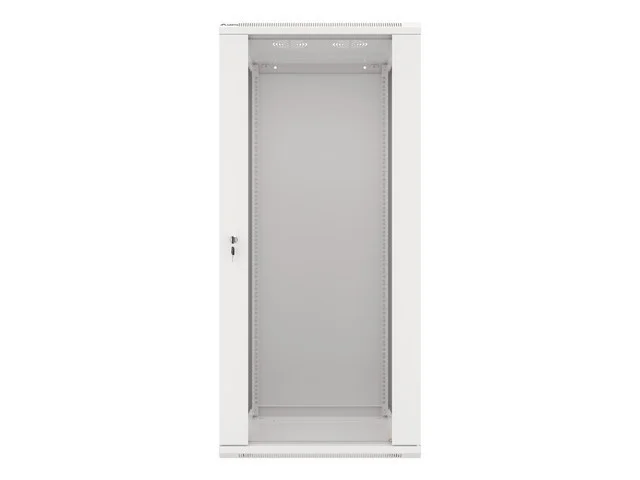 RACKOVÁ SKŘÍŇ 19" NÁSTĚNNÁ 27U/600X600 (FLAT PACK) S PROSKLENÝMI DVEŘMI ŠEDÁ  V2