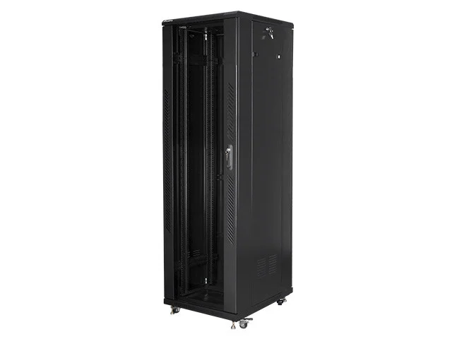 19" VOLNĚ STOJÍCÍ RACKOVÁ SKŘÍŇ 47U/800X1000 S PROSKLENÝMI DVEŘMI ČERNÁ  (SMONTOVANÁ)