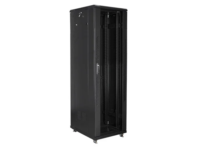 19" VOLNĚ STOJÍCÍ RACKOVÁ SKŘÍŇ 47U/800X1000 S PROSKLENÝMI DVEŘMI ČERNÁ  (SMONTOVANÁ)
