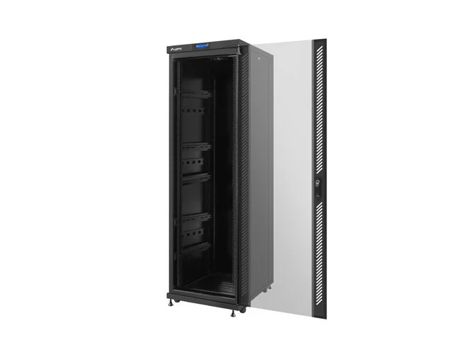 19" VOLNĚ STOJÍCÍ RACKOVÁ SKŘÍŇ 37U/600X800 (FLAT PACK) S PROSKLENÝMI DVEŘMI LCD ČERNÁ