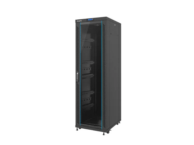 19" VOLNĚ STOJÍCÍ RACKOVÁ SKŘÍŇ 37U/600X800 (FLAT PACK) S PROSKLENÝMI DVEŘMI LCD ČERNÁ