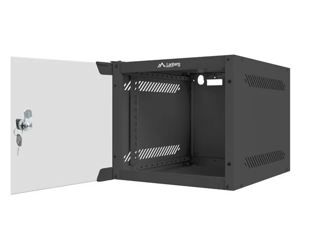 RACKOVÁ SKŘÍŇ 10" NÁSTĚNNÁ 4U/280X310 (FLAT PACK) S PROSKLENÝMI DVEŘMI ČERNÁ