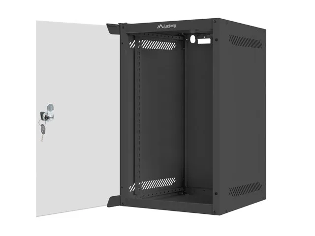 RACKOVÁ SKŘÍŇ 10" PRO MONTÁŽ NA STĚNU 9U/280X310 (FLAT PACK) S PROSKLENÝMI DVEŘMI ČERNÁ