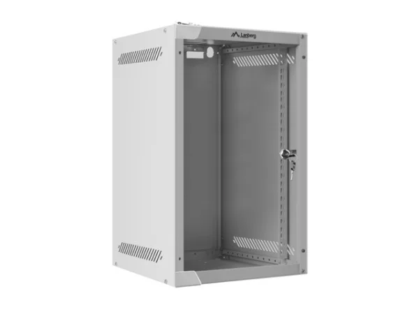 RACKOVÁ SKŘÍŇ 10" NÁSTĚNNÁ 9U/280X310 (FLAT PACK) S PROSKLENÝMI DVEŘMI ŠEDÁ