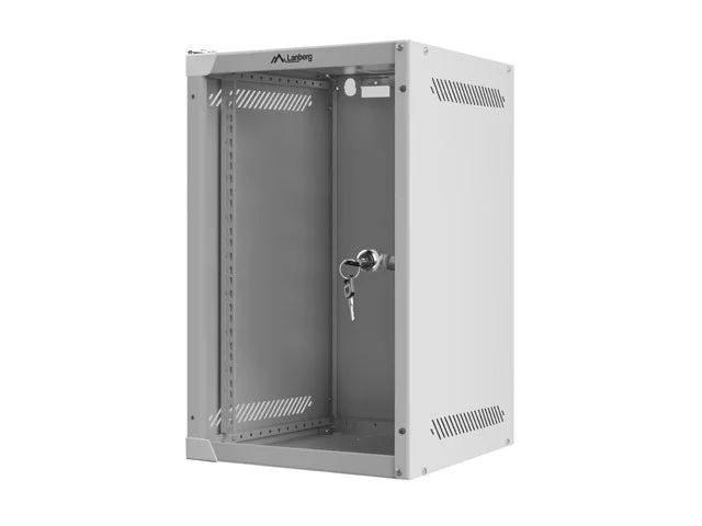 RACKOVÁ SKŘÍŇ 10" NÁSTĚNNÁ 9U/280X310 (FLAT PACK) S PROSKLENÝMI DVEŘMI ŠEDÁ