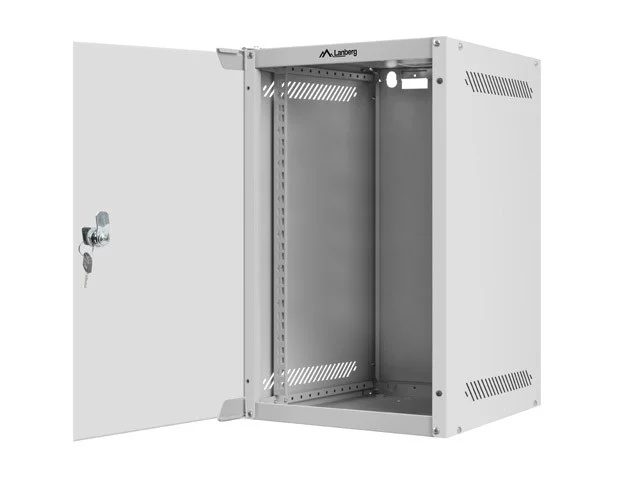 RACKOVÁ SKŘÍŇ 10" NÁSTĚNNÁ 9U/280X310 (FLAT PACK) S PROSKLENÝMI DVEŘMI ŠEDÁ