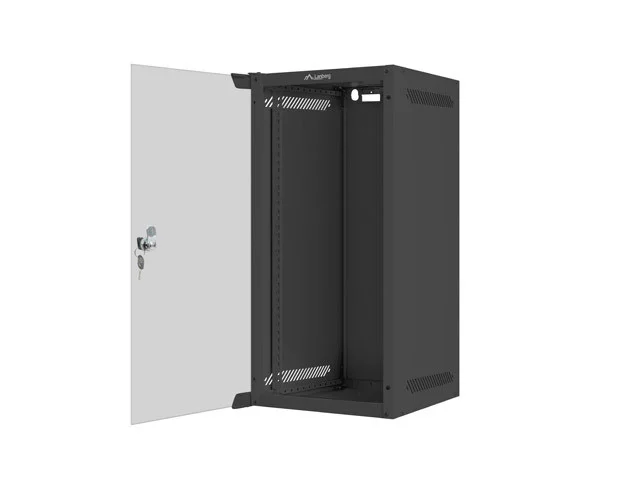 RACKOVÁ SKŘÍŇ 10" NÁSTĚNNÁ 12U/280X310 (FLAT PACK) S PROSKLENÝMI DVEŘMI ČERNÁ