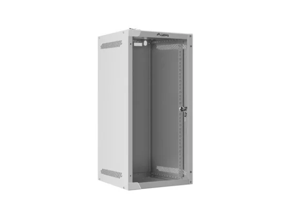 RACKOVÁ SKŘÍŇ 10" NÁSTĚNNÁ 12U/280X310 (FLAT PACK) S PROSKLENÝMI DVEŘMI ŠEDÁ
