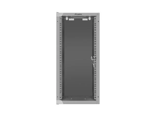 RACKOVÁ SKŘÍŇ 10" NÁSTĚNNÁ 12U/280X310 (FLAT PACK) S PROSKLENÝMI DVEŘMI ŠEDÁ