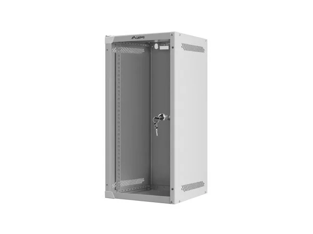 RACKOVÁ SKŘÍŇ 10" NÁSTĚNNÁ 12U/280X310 (FLAT PACK) S PROSKLENÝMI DVEŘMI ŠEDÁ