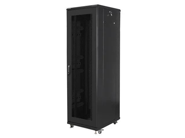 19" VOLNĚ STOJÍCÍ RACKOVÁ SKŘÍŇ 42U/600X800 (FLAT PACK) SE SÍŤOVANÝMI DVEŘMI ČERNÁ