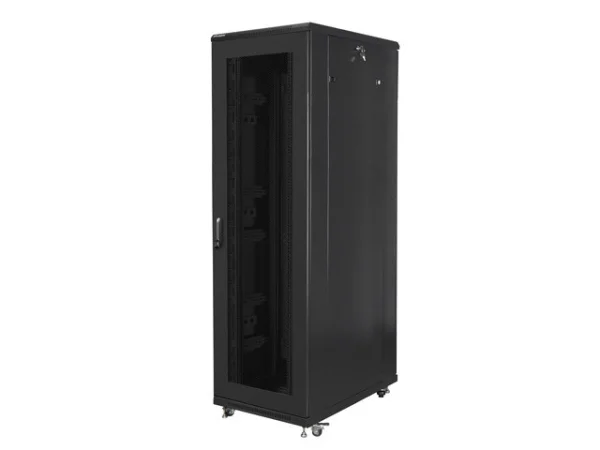19" VOLNĚ STOJÍCÍ RACKOVÁ SKŘÍŇ 42U/800X1000 (FLAT PACK) SE SÍŤOVÝMI DVEŘMI ČERNÁ