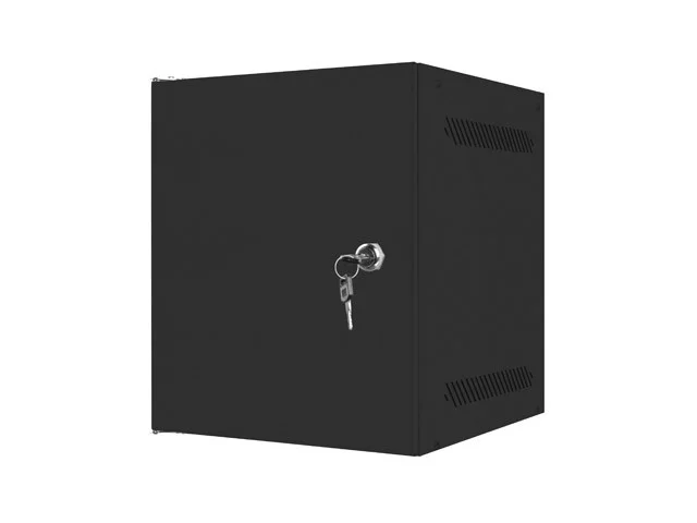 RACKOVÁ SKŘÍŇ 10" PRO MONTÁŽ NA STĚNU 6U/280X310 PRO VLASTNÍ MONTÁŽ S KOVOVÝMI DVEŘMI ČERNÁ  (PLOCHÉ BALENÍ)